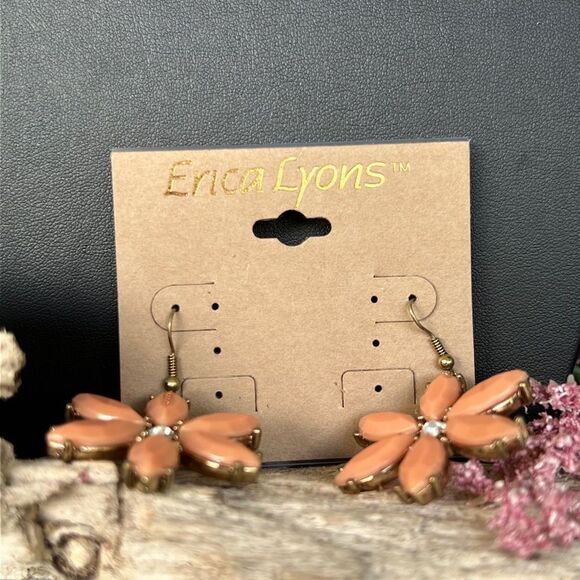Erica Lyons Fashion Earrings Floral Dangle - Picture 2 of 8